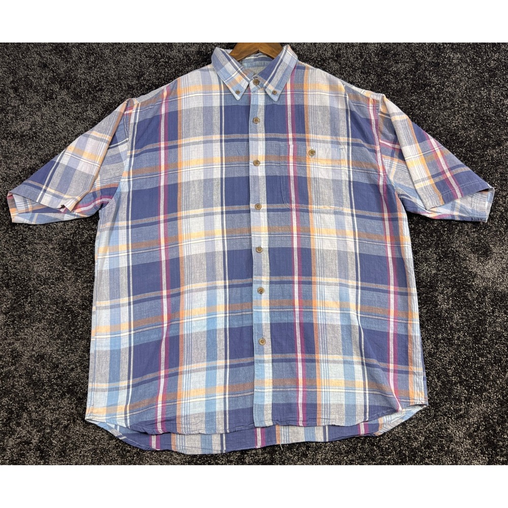Vintage Canyon Guide Outfitters Mens XLG Plaid Short Sleeve Button Down Shirt